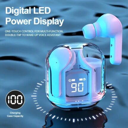 Wireless In-Ear Sports Headphones with LED Digital Display, Plastic, Rechargeable Lithium Polymer Battery, Type-C Charging, 2.5W-5W, for Running & Outdoor Activities