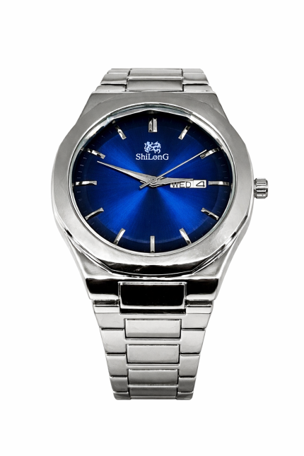 Shilong Signature Silver Watch - Blue face