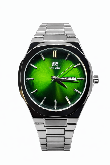 Shilong Signature Silver Watch - Green face
